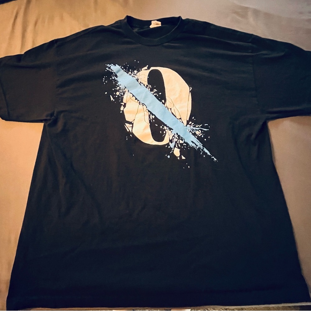 Black Graphic T-Shirt with Blue Accent